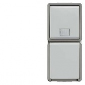 DELTA FLAECHE IP44 COMBINATION PUSHBUTTON A. SCHUKO SOCKET OUTLET W. INCREASED TOUCH PROTECTION РАЗМ